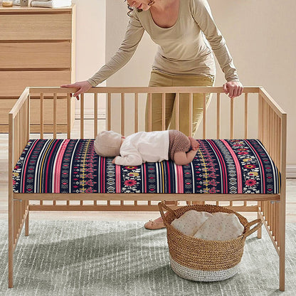 Floral Ethnic Pattern Print Baby Crib Sheet