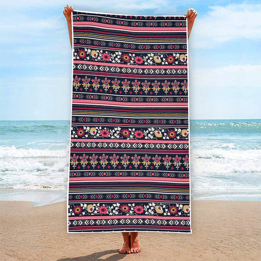 Floral Ethnic Pattern Print Beach Towel
