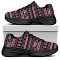 Floral Ethnic Pattern Print Black Chunky Shoes