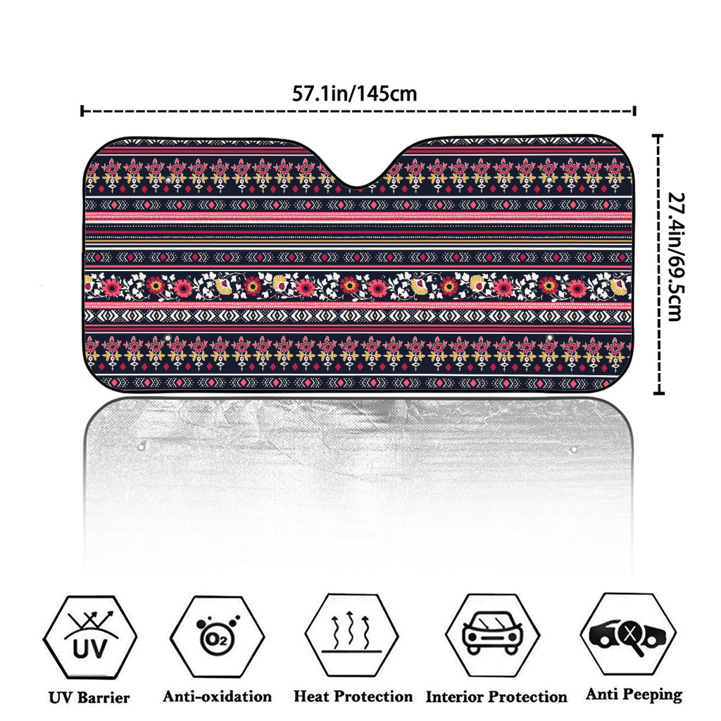 Floral Ethnic Pattern Print Car Windshield Sun Shade
