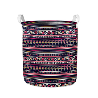Floral Ethnic Pattern Print Collapsible Laundry Basket