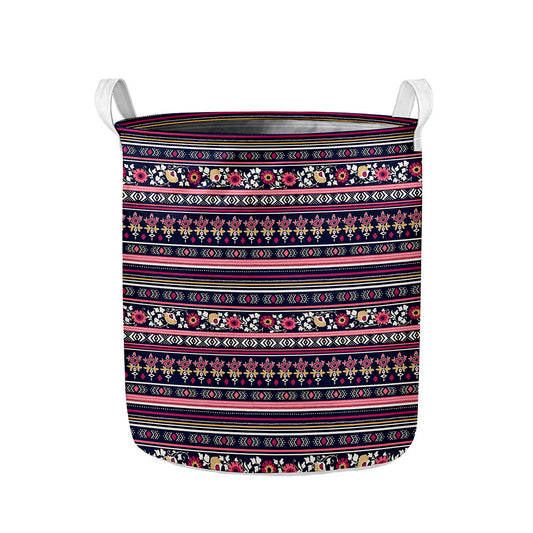 Floral Ethnic Pattern Print Collapsible Laundry Basket