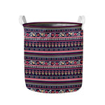Floral Ethnic Pattern Print Collapsible Laundry Basket