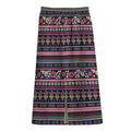 Floral Ethnic Pattern Print Cotton Front Slit Maxi Skirt