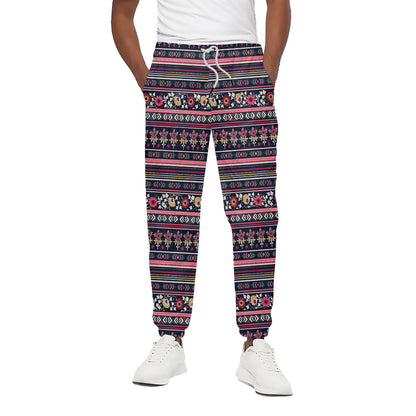 Floral Ethnic Pattern Print Cotton Pants