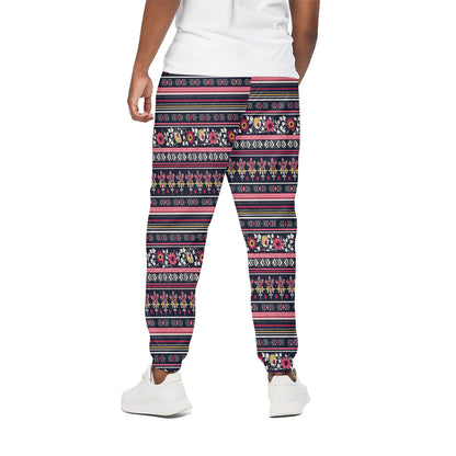 Floral Ethnic Pattern Print Cotton Pants