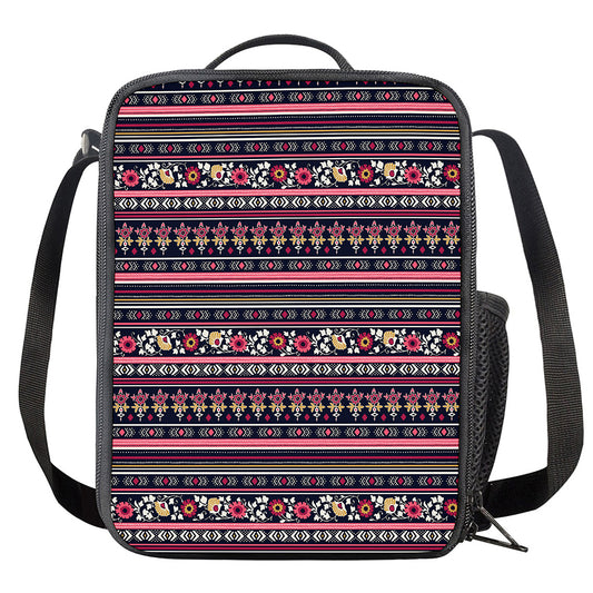 Floral Ethnic Pattern Print Crossbody Lunch Bag