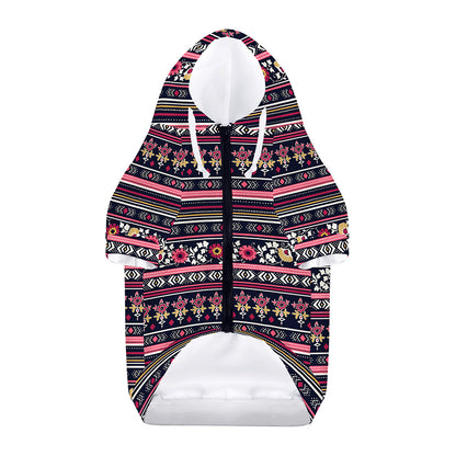 Floral Ethnic Pattern Print Dog Zip Up Hoodie