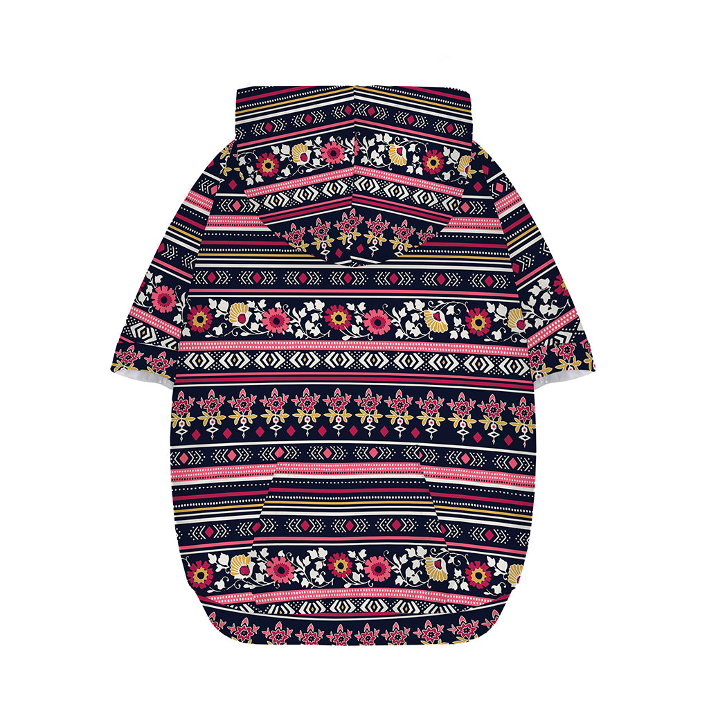 Floral Ethnic Pattern Print Dog Zip Up Hoodie