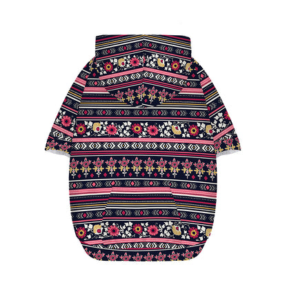 Floral Ethnic Pattern Print Dog Zip Up Hoodie