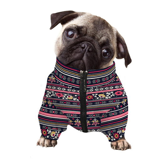 Floral Ethnic Pattern Print Dog Zip Up Jacket