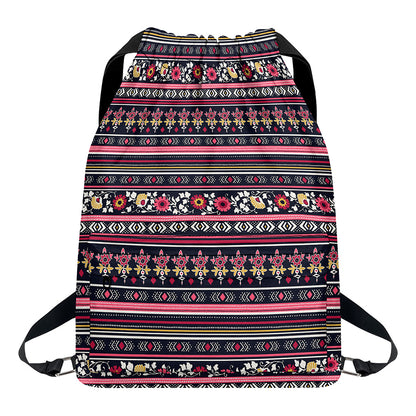 Floral Ethnic Pattern Print Drawstring Backpack