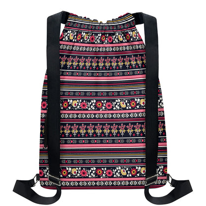Floral Ethnic Pattern Print Drawstring Backpack