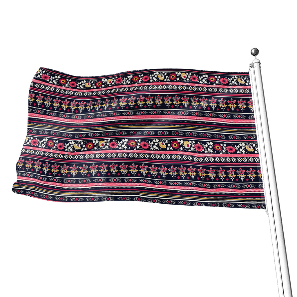 Floral Ethnic Pattern Print Flag