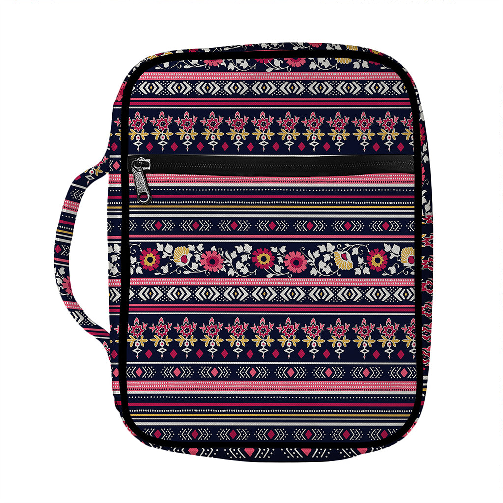 Floral Ethnic Pattern Print Front Pocket Bible Bag