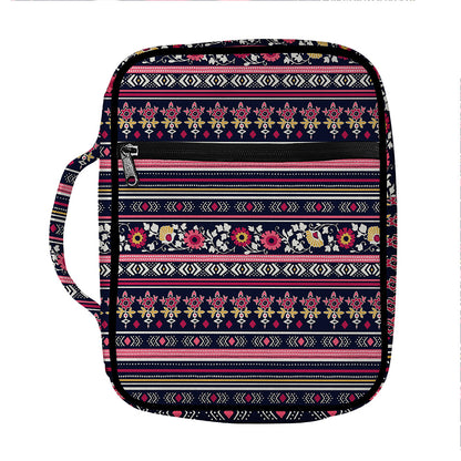 Floral Ethnic Pattern Print Front Pocket Bible Bag