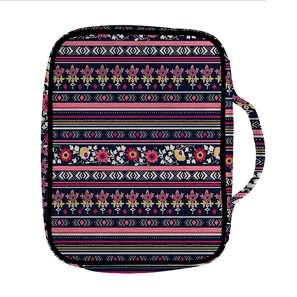 Floral Ethnic Pattern Print Front Pocket Bible Bag
