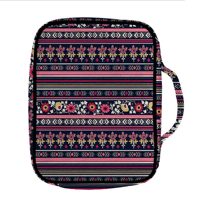Floral Ethnic Pattern Print Front Pocket Bible Bag
