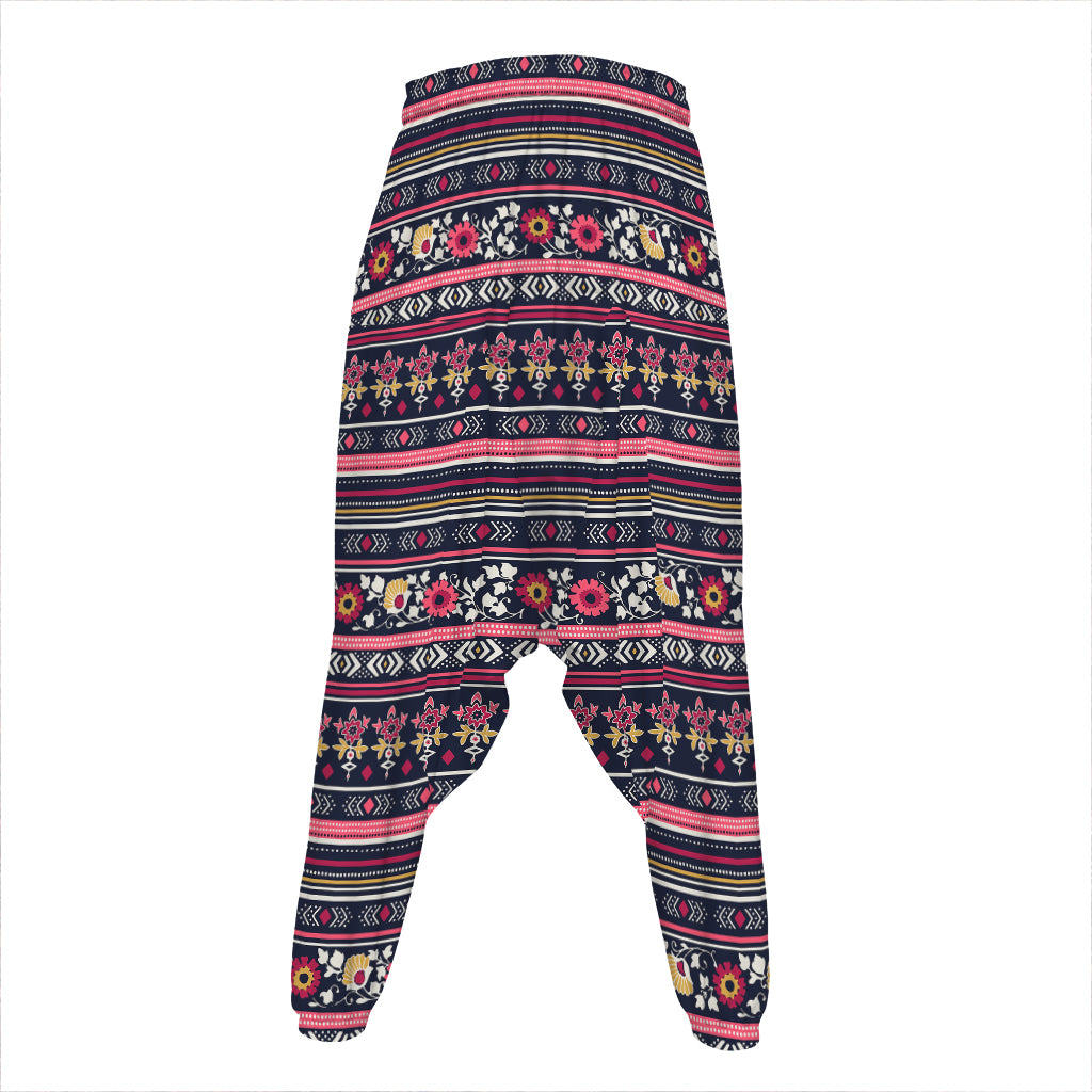 Floral Ethnic Pattern Print Hammer Pants