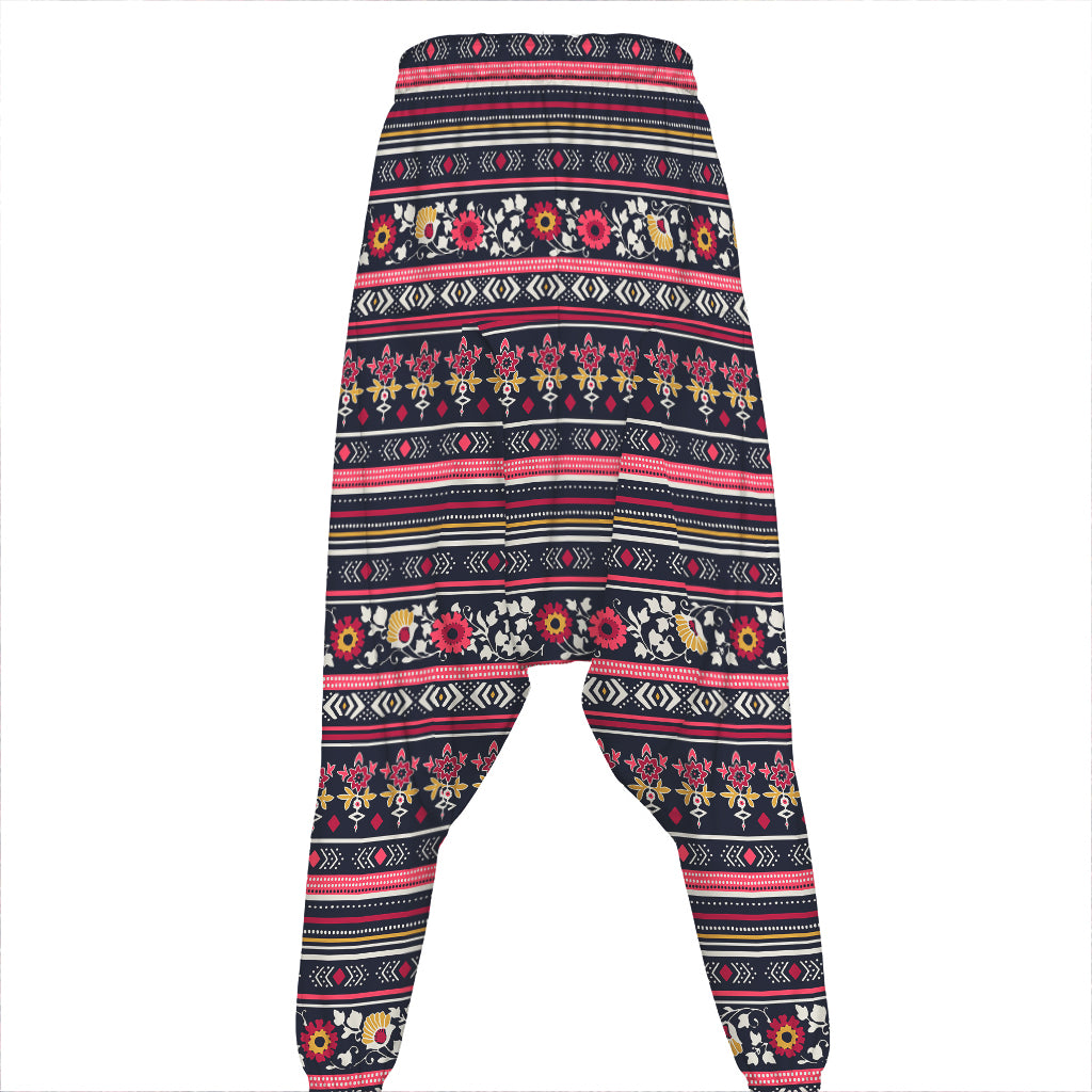 Floral Ethnic Pattern Print Hammer Pants
