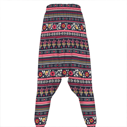 Floral Ethnic Pattern Print Hammer Pants