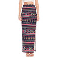Floral Ethnic Pattern Print High Slit Maxi Skirt