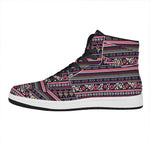 Floral Ethnic Pattern Print High Top Leather Sneakers