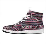 Floral Ethnic Pattern Print High Top Leather Sneakers