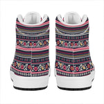 Floral Ethnic Pattern Print High Top Leather Sneakers