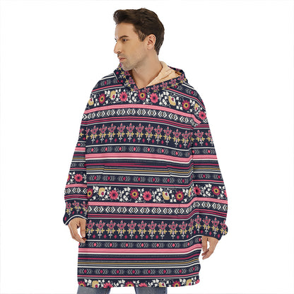 Floral Ethnic Pattern Print Hoodie Blanket