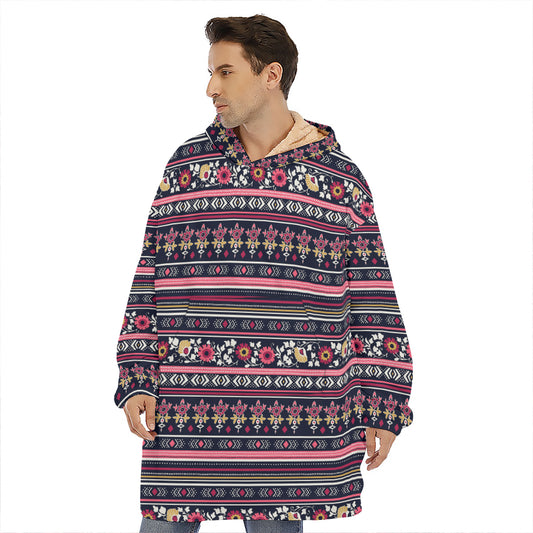 Floral Ethnic Pattern Print Hoodie Blanket