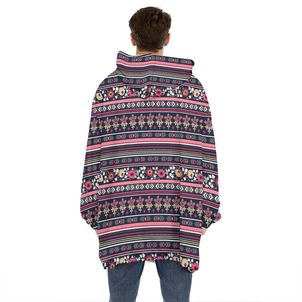 Floral Ethnic Pattern Print Hoodie Blanket