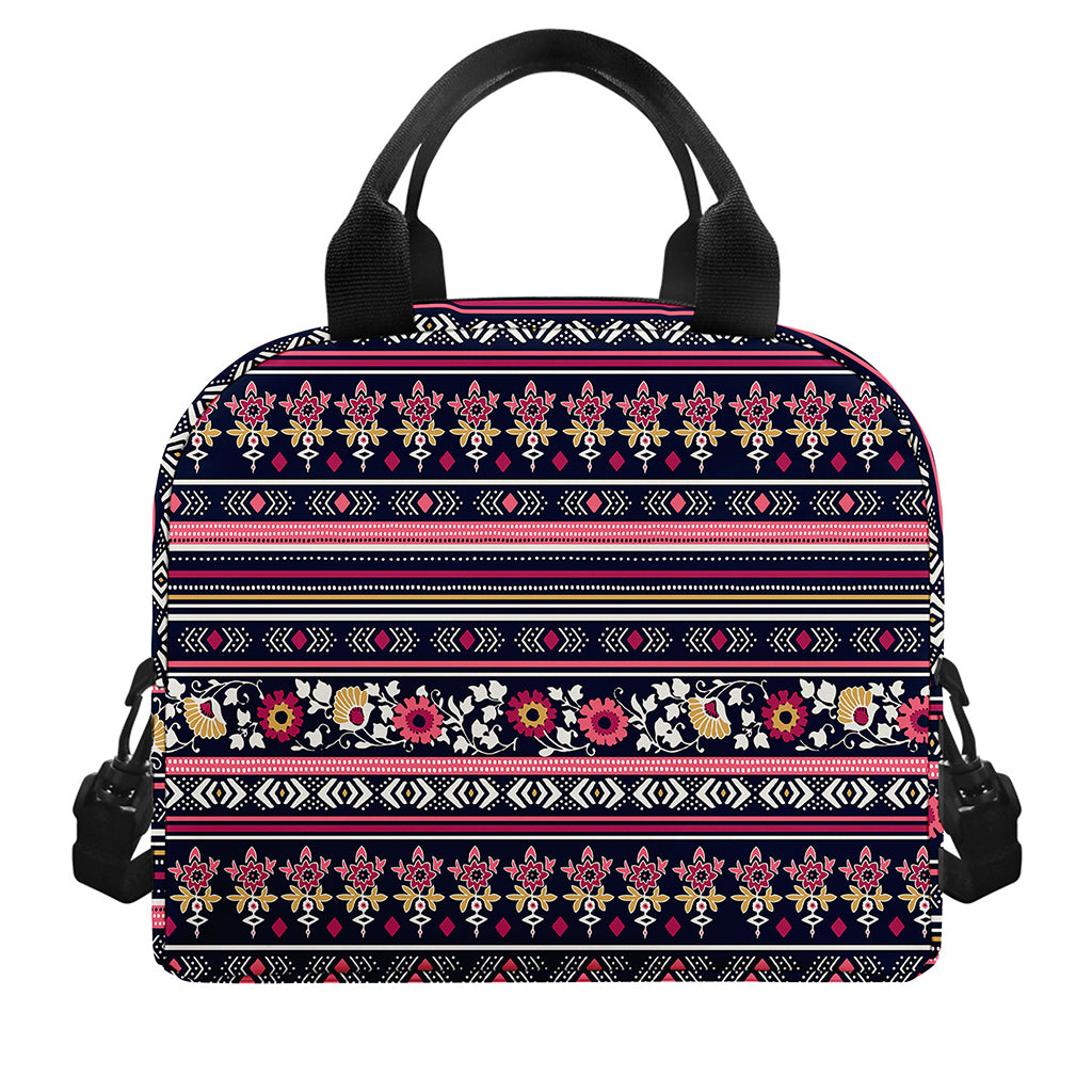 Floral Ethnic Pattern Print Insulated Lunch Bag