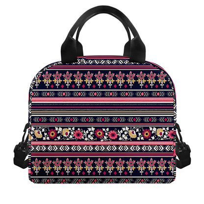Floral Ethnic Pattern Print Insulated Lunch Bag