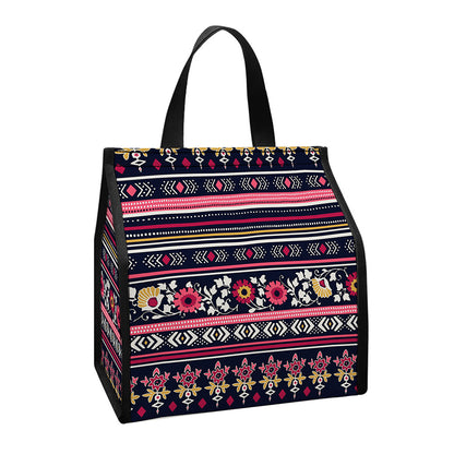 Floral Ethnic Pattern Print Insulated Lunch Tote