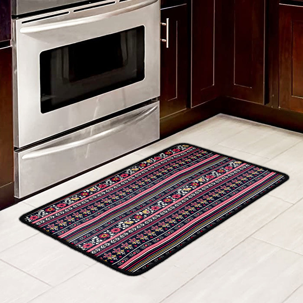 Floral Ethnic Pattern Print Kitchen Mat