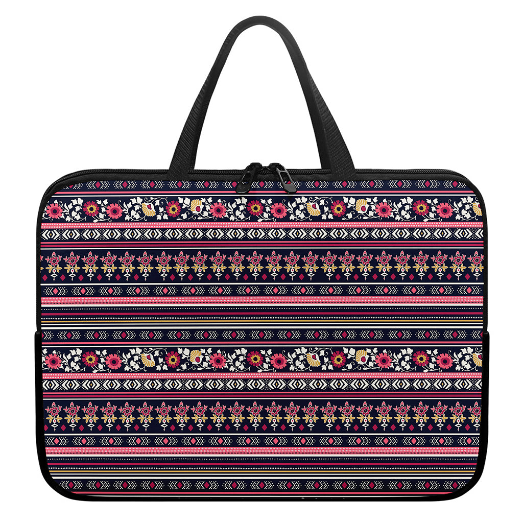 Floral Ethnic Pattern Print Laptop Sleeve With Handle