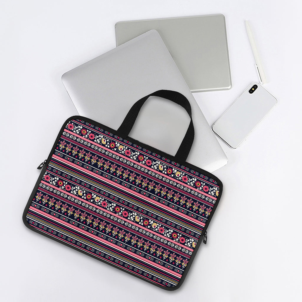 Floral Ethnic Pattern Print Laptop Sleeve With Handle
