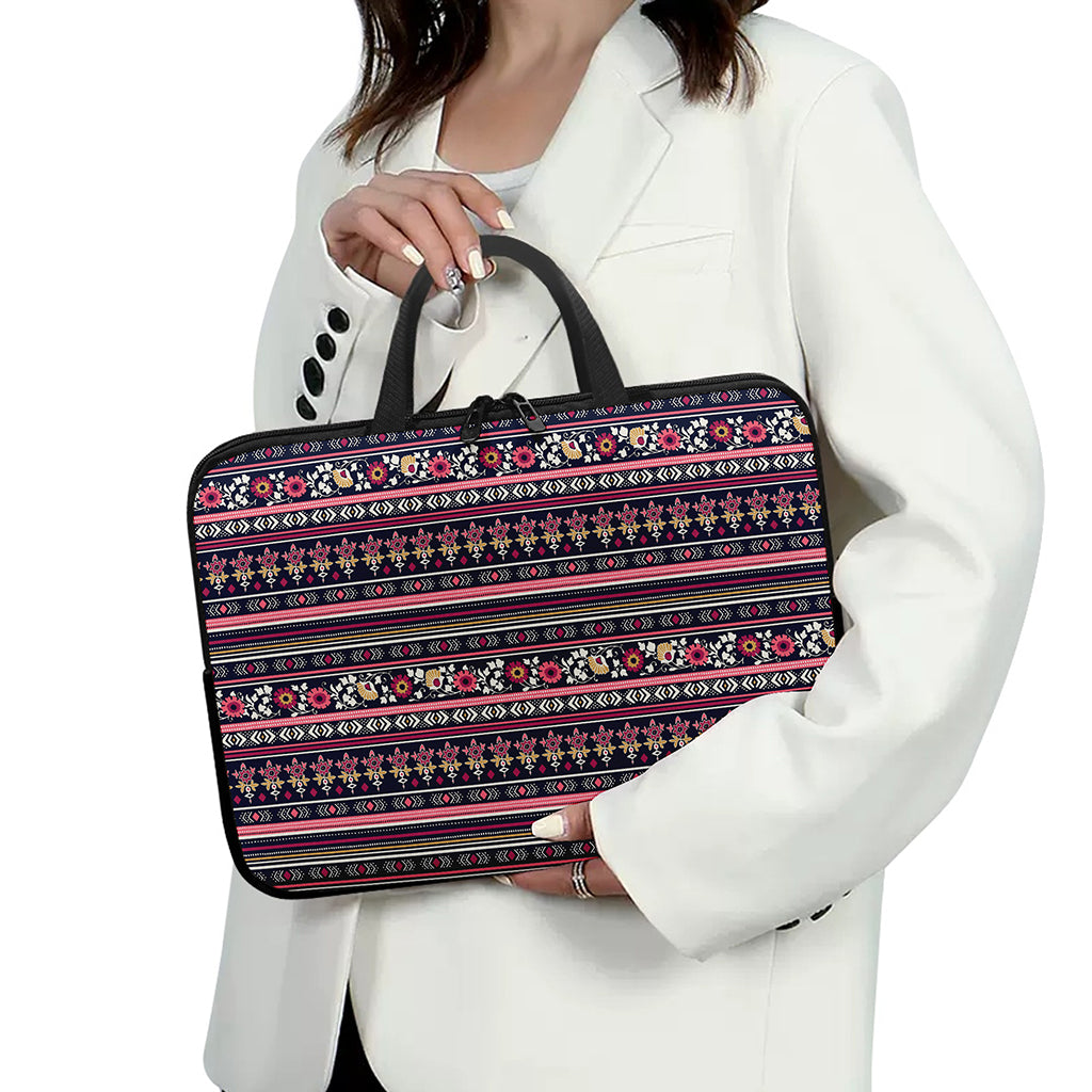 Floral Ethnic Pattern Print Laptop Sleeve With Handle