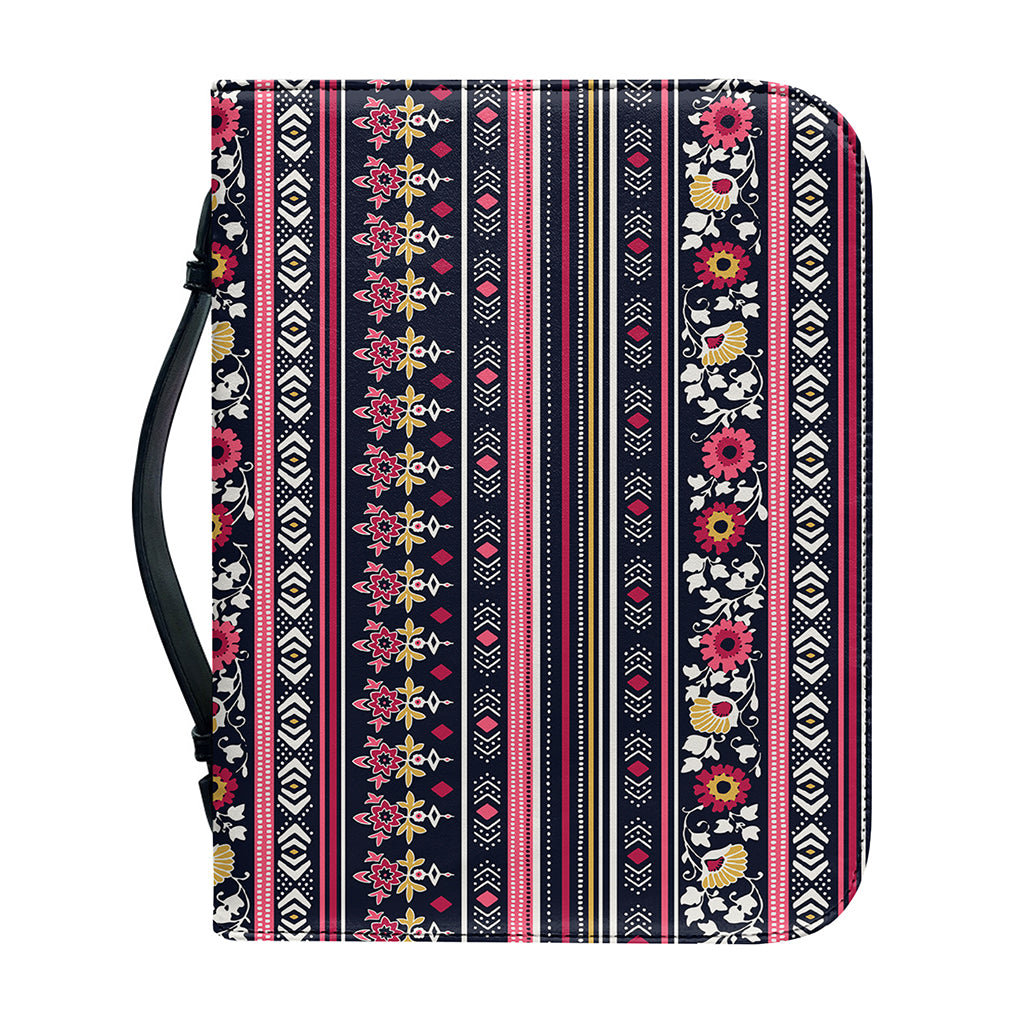 Floral Ethnic Pattern Print Leather Bible Cover