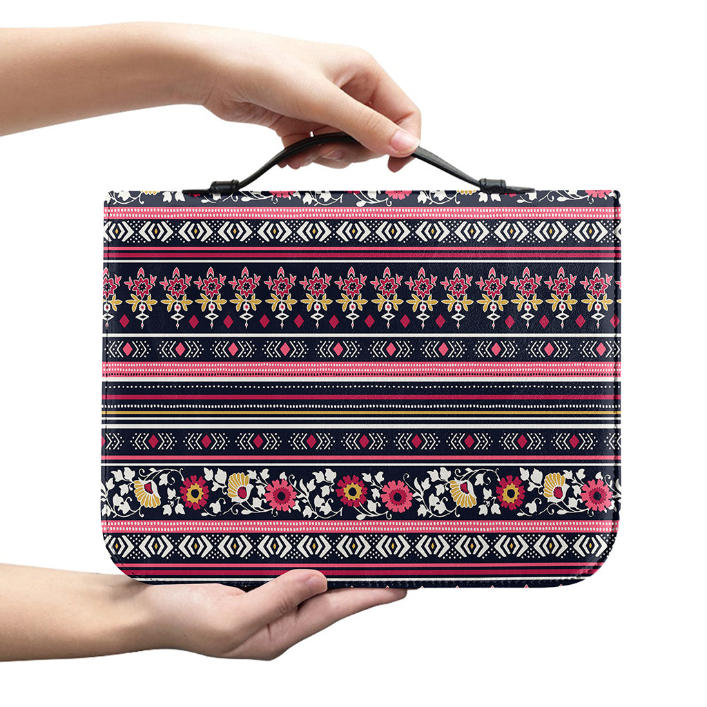 Floral Ethnic Pattern Print Leather Bible Cover