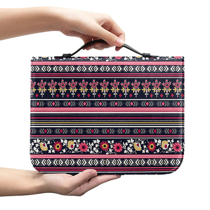 Floral Ethnic Pattern Print Leather Bible Cover