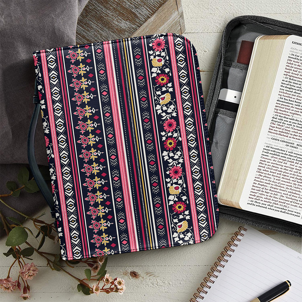 Floral Ethnic Pattern Print Leather Bible Cover