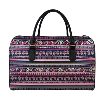 Floral Ethnic Pattern Print Leather Duffle Bag