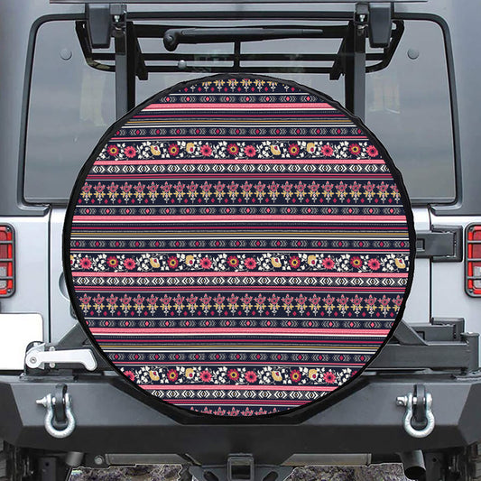 Floral Ethnic Pattern Print Leather Spare Tire Cover