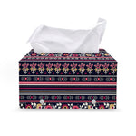 Floral Ethnic Pattern Print Leather Tissue Box Cover