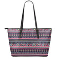 Floral Ethnic Pattern Print Leather Tote Bag With Zipper