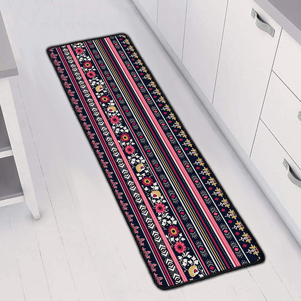 Floral Ethnic Pattern Print Long Kitchen Mat