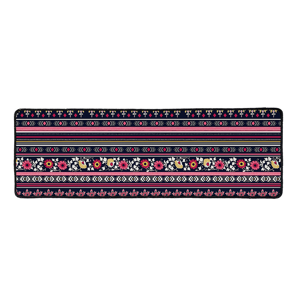 Floral Ethnic Pattern Print Long Kitchen Mat