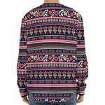 Floral Ethnic Pattern Print Long Sleeve Baseball Jersey